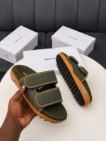 Grey and Orange Velcro Strap Slide Sandals for Men - Image 2