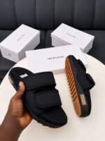 Grey and Orange Velcro Strap Slide Sandals for Men - Image 3