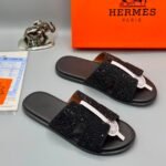 Black Rhinestone Straps Slide Sandals